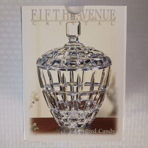 Vintage Fifth Avenue "Emerald" 7" Covered Candy Dish Lead Crystal NIB